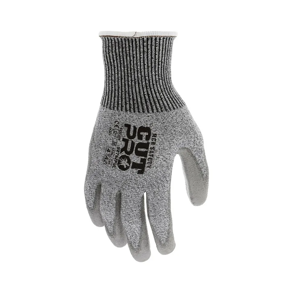 MCR Safety Cut Pro Hypermax Fiber/Polyurethane Work Gloves, XS, A2 Cut Level, Salt-and-Pepper/Gray, Dozen (92752PUXS)
