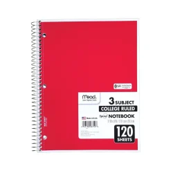 Mead Spiral 3-Subject Notebooks, 8.5