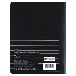 Mead Square Deal 1-Subject Composition Notebooks, 7.5" x 9.75", Wide Ruled, 100 Sheets, Black (09920)