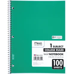Mead 1-Subject Notebooks, 8