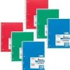Mead 3-Subject Notebooks, Wide Ruled, 120 Sheets, Assorted Colors, 6/Bundle (MEA05746-6)