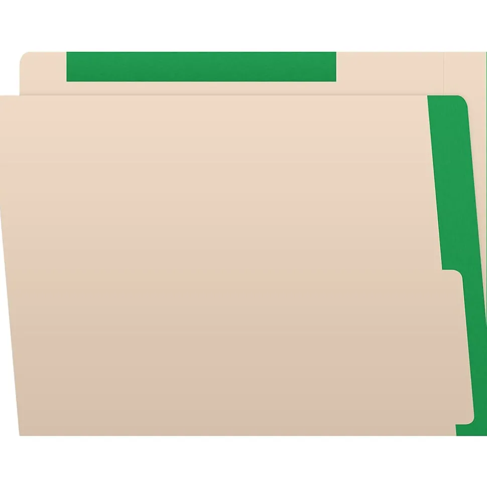 Medical Arts Press File Folder, Straight-Cut, Letter Size, Manila Stock, Manila/Dark Green, Reinforced Right Side, 50/Box