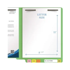 Medical Arts Press Heavy-Duty End Tab File Folder, Straight Cut, Letter-Size, Green, 40/Box (S-09459-GRN)