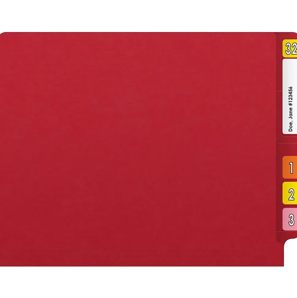 Medical Arts Press Reinforced End Tab File Folder, Straight Cut, Letter-Size, Red, 50/Box (S-01601-RED)