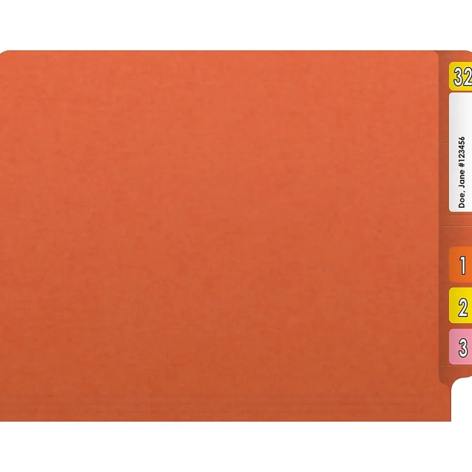 Medical Arts Press Reinforced End Tab File Folder, Straight Cut, Letter-Size, Orange, 50/Box (S-01601-ORG)
