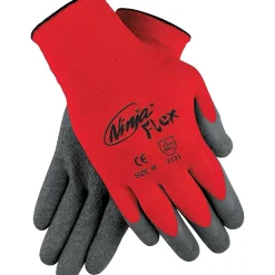 Memphis Glove Ninja Flex Coated Gloves, Nylon, Small, Gray/Red, 1 Pair (N9680S)