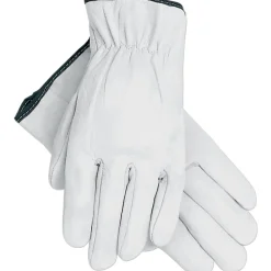 Memphis Gloves® Driver's Gloves, Goatskin Leather, Slip-On Cuff, L Size, White, 12 PRS