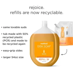 Method Liquid Dish Soap Refill, Clementine, 54 oz. (10576)