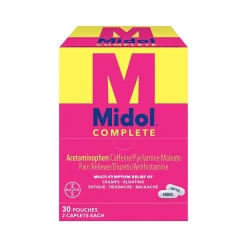 Midol Complete 500mg Acetaminophen Caplet, 2/Pouch, 30 Pouches/Box (64458)