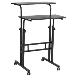 Mind Reader 27.5"- 39" Mobile Adjustable Sit/Stand Desk, Black (SDROLLXL-BLK)