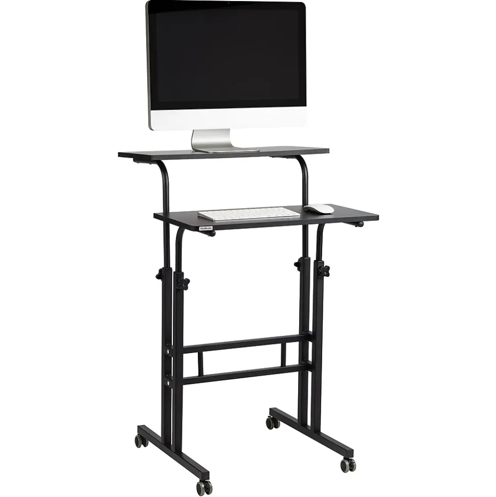 Mind Reader 27.5"- 39" Mobile Adjustable Sit/Stand Desk, Black (SDROLLXL-BLK)