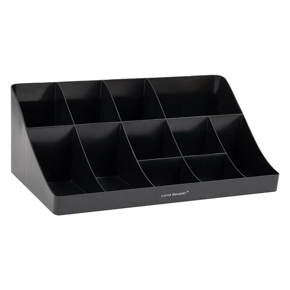 Mind Reader 11 Compartment Plastic Condiments Countertop Organizer, Black (COMORG-BLK)