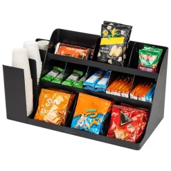 Mind Reader 14 Compartment Plastic Cup and Condiments Countertop Organizer, Black (COMORG2-BLK)