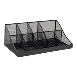 Mind Reader 11 Compartment Metal Coffee Cup and Condiment Organizer, Black (COMORGMESH-BLK)