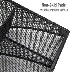 Mind Reader 11 Compartment Metal Coffee Cup and Condiment Organizer, Black (COMORGMESH-BLK)