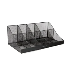 Mind Reader 11 Compartment Metal Coffee Cup and Condiment Organizer, Black (COMORGMESH-BLK)