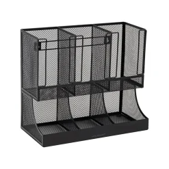 Mind Reader 6 Compartment Metal Coffee Cup and Condiment Organizer, Black (UPMESH-BLK)