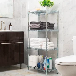 Mind Reader 4 Shelf Adjustable Garage Shelving, 11.75"W, Chrome Plate (4TSHELVU-SIL)