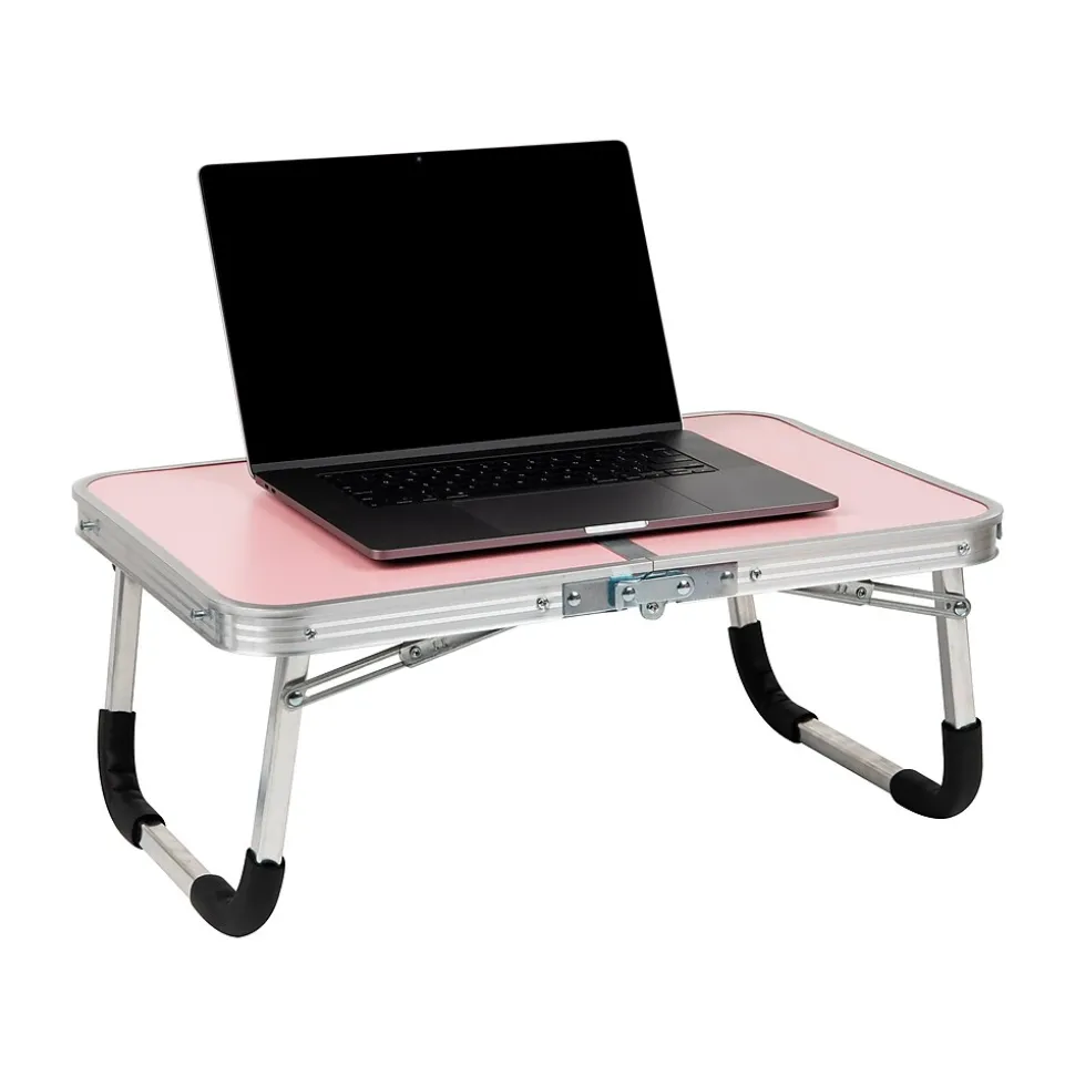 Mind Reader 16" x 23.5" Aluminum/MDF Lap Desk/Laptop Stand With Collapsible Legs, Pink (TAFOLAP-PNK)