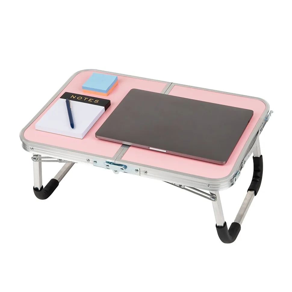 Mind Reader 16" x 23.5" Aluminum/MDF Lap Desk/Laptop Stand With Collapsible Legs, Pink (TAFOLAP-PNK)