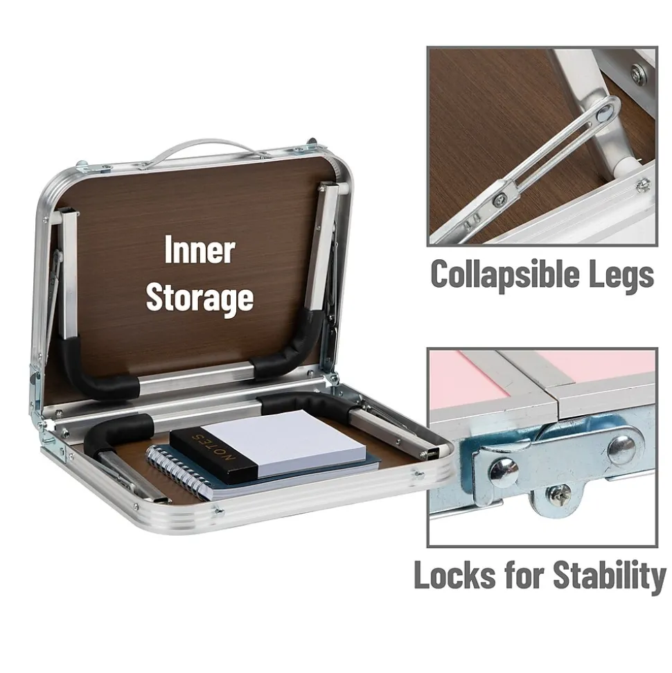 Mind Reader 16" x 23.5" Aluminum/MDF Lap Desk/Laptop Stand With Collapsible Legs, Pink (TAFOLAP-PNK)