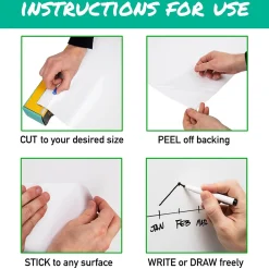 Mind Reader Adhesive Dry-Erase Whiteboard Roll with Dry Erase Markers, 24