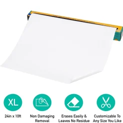 Mind Reader Adhesive Dry-Erase Whiteboard Roll with Dry Erase Markers, 24