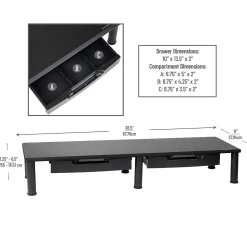 Mind Reader Adjustable Dual Monitor Stand with Drawers, Black (DUBMODR-BLK)