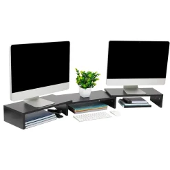 Mind Reader Adjustable Dual Monitor Stand Desktop Organizer, Black (MDFMOND-BLK)