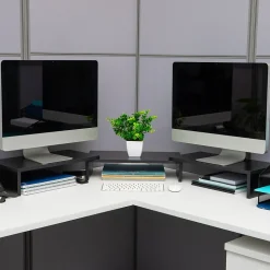 Mind Reader Adjustable Dual Monitor Stand Desktop Organizer, Black (MDFMOND-BLK)