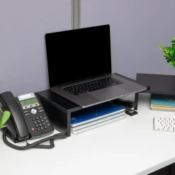 Mind Reader Adjustable Dual Monitor Stand Desktop Organizer, Black (MDFMOND-BLK)