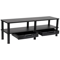 Mind Reader Adjustable Dual Monitor Stand Desktop Organizer with Drawers, Black (DBMON2TDR-BLK)