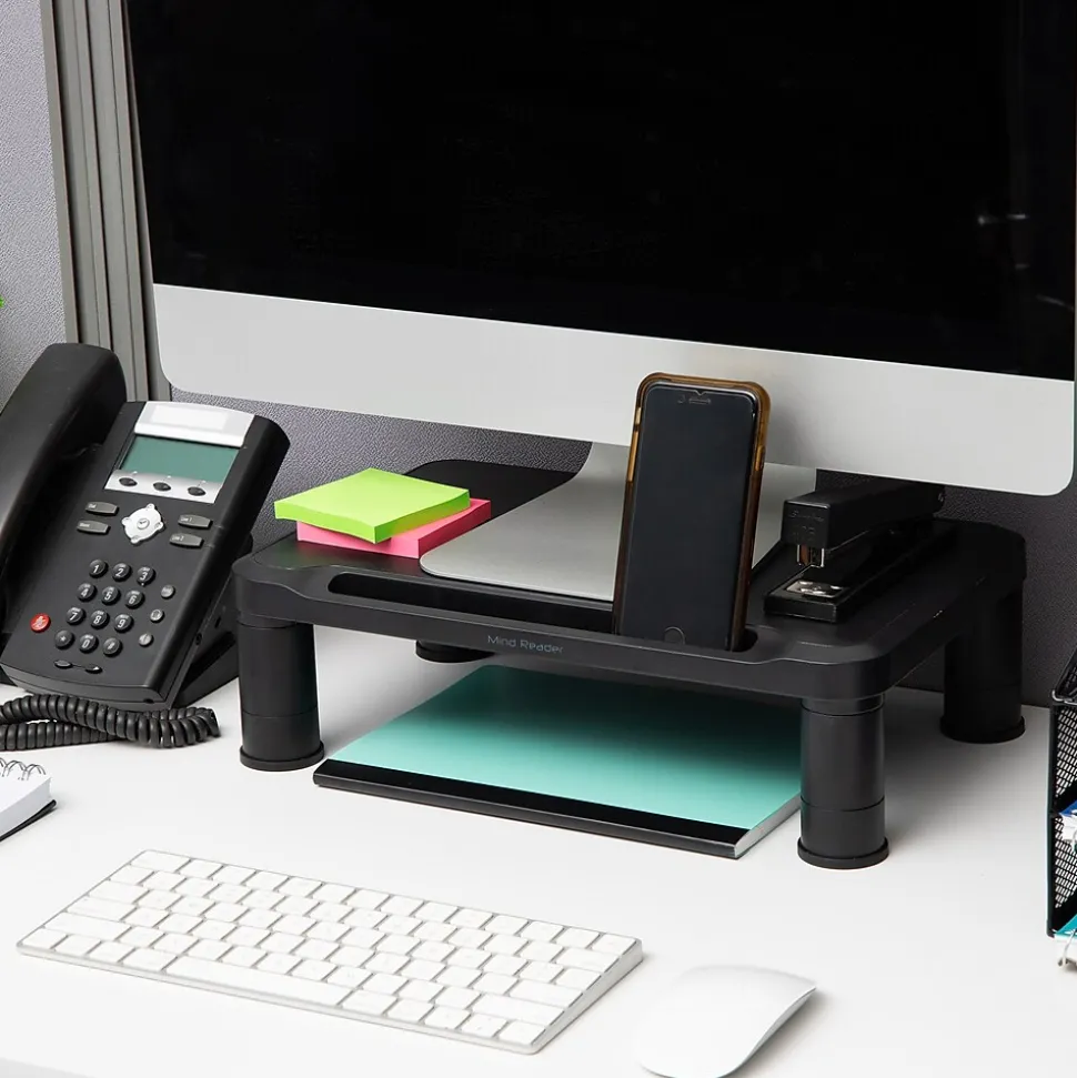Mind Reader Adjustable Monitor Stand, Black, 2/Pack (2SMPLMON-BLK)