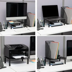 Mind Reader Adjustable Monitor Stand and Ventilated Laptop Riser, Black (4LEGMET-BLK)