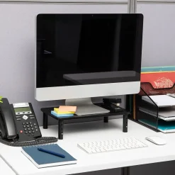 Mind Reader Adjustable Monitor Stand and Ventilated Laptop Riser, Black, 2/Pack (4LEGM2PK-BLK)