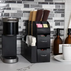 Mind Reader 11-Compartment Coffee Cup and Condiment Organizer, Black, 2/Pack (2CAD01-BLK)