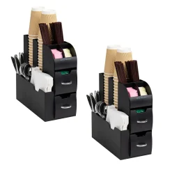 Mind Reader 11-Compartment Coffee Cup and Condiment Organizer, Black, 2/Pack (2CAD01-BLK)