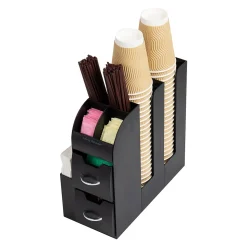 Mind Reader 11-Compartment Coffee Cup and Condiment Organizer, Black, 2/Pack (2CAD01-BLK)