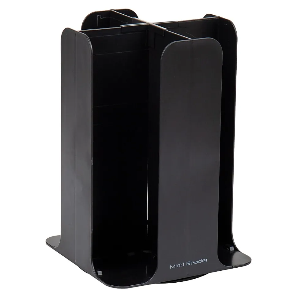 Mind Reader 4-Compartment Cup and Lid Carousel Coffee Countertop Organizer, Black (CDISP-BLK)