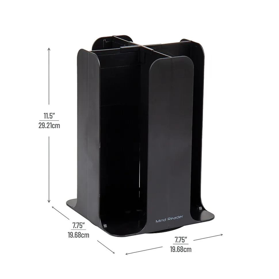 Mind Reader 4-Compartment Cup and Lid Carousel Coffee Countertop Organizer, Black (CDISP-BLK)