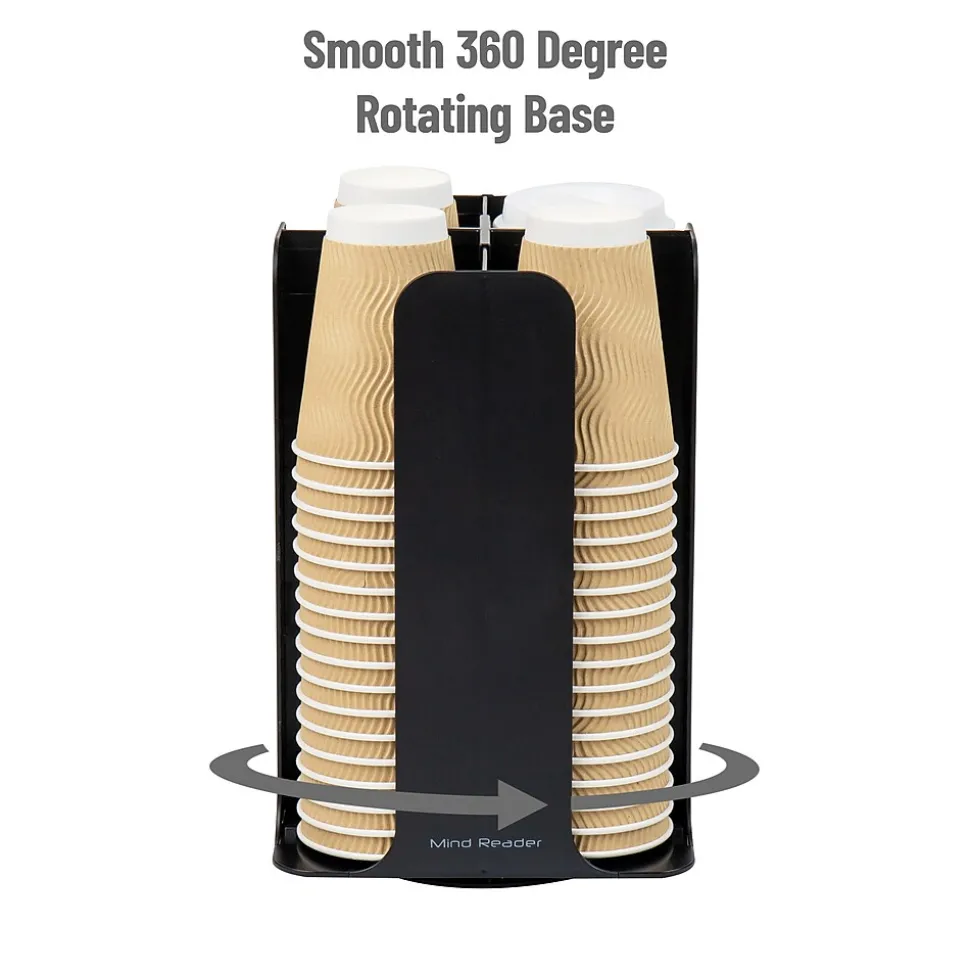 Mind Reader 4-Compartment Cup and Lid Carousel Coffee Countertop Organizer, Black (CDISP-BLK)