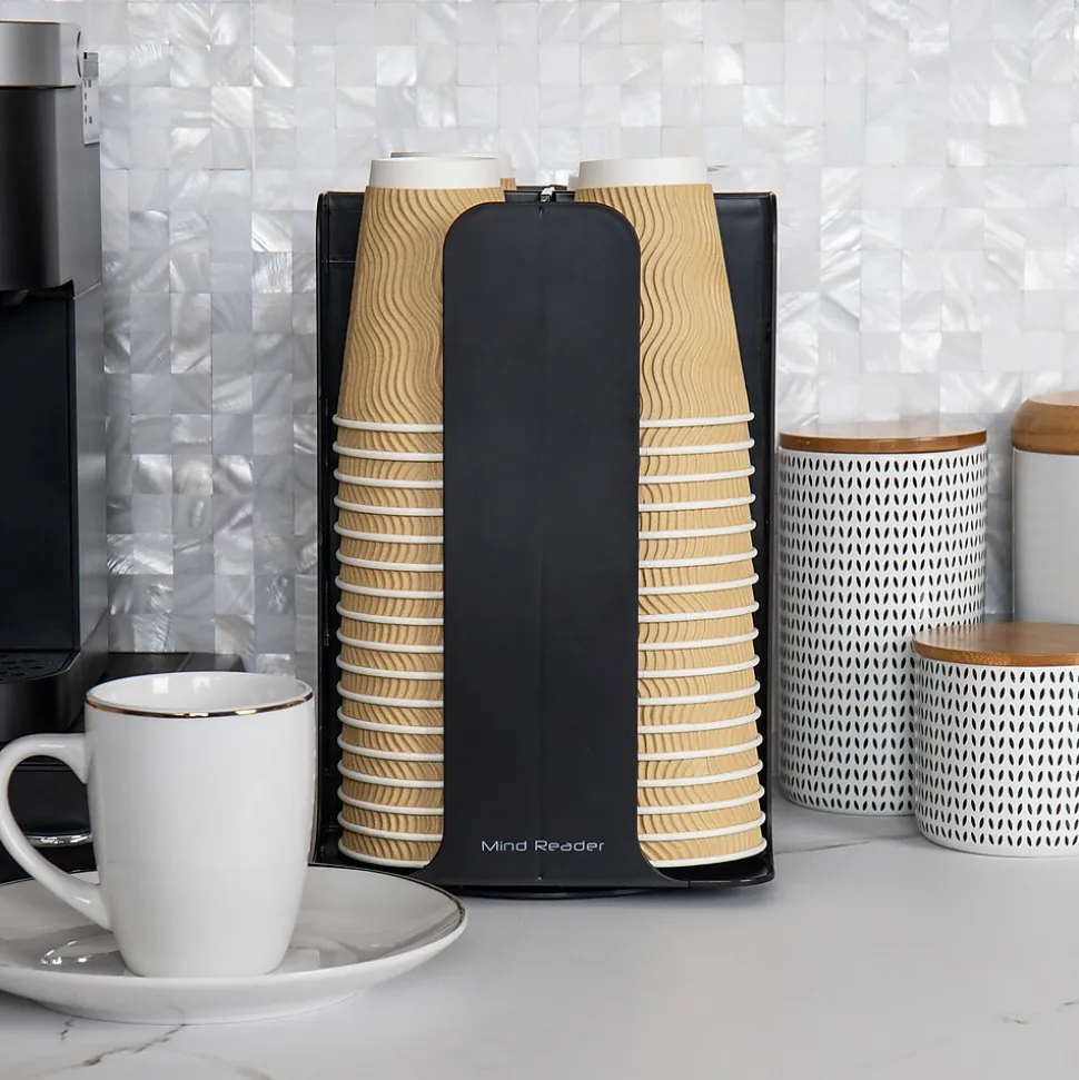 Mind Reader 4-Compartment Cup and Lid Carousel Coffee Countertop Organizer, Black (CDISP-BLK)