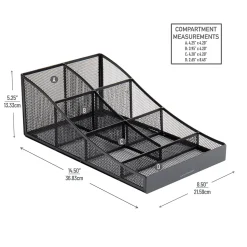 Mind Reader 7-Compartment Metal Coffee Cup and Condiment Organizer, Black (COMP7MESH-BLK)