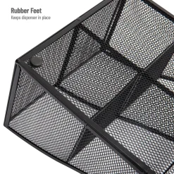 Mind Reader 7-Compartment Metal Coffee Cup and Condiment Organizer, Black (COMP7MESH-BLK)