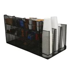 Mind Reader 14-Compartment Metal Coffee Cup and Condiment Organizer, Black (CMG2MESH-BLK 14)