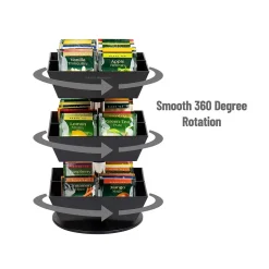 Mind Reader 12-Compartment Plastic Tea and Condiment Carousel, Black (TEASWIV3T-BLK)