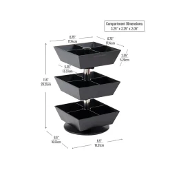 Mind Reader 12-Compartment Plastic Tea and Condiment Carousel, Black (TEASWIV3T-BLK)