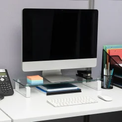 Mind Reader Contemporary Monitor Stand and Laptop Riser, Clear (GLASS-CLR)