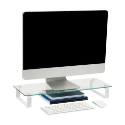 Mind Reader Contemporary Monitor Stand and Laptop Riser, Clear (GLASS-CLR)