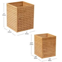 Mind Reader Lattice Collection Bamboo Wastepaper Basket Set, 1.9 and 2.6 Gallon, Brown (2LATGARB-BRN)